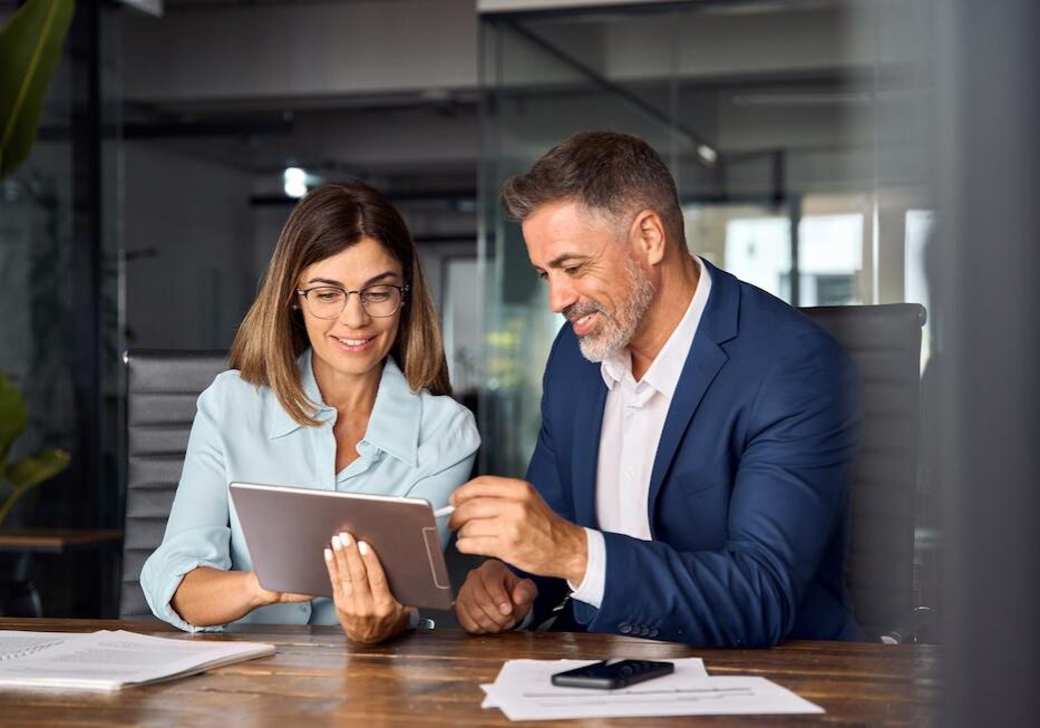 discussing finances with professionals